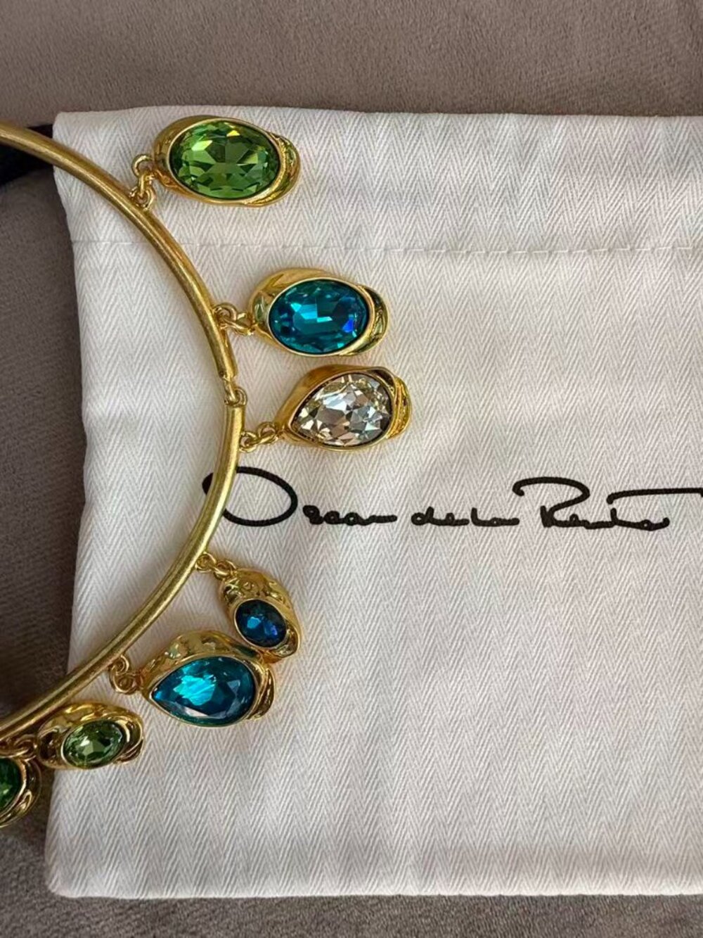 Oscar de la Renta Multi-Color Crystal Gold Tone Choker - Picture 5 of 5